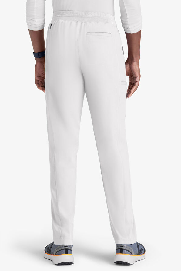 Grey's Anatomy by Barco Spandex STRETCH Hudson Men's 6-Pocket Slim Straight Cargo Scrub Pants - White - 2