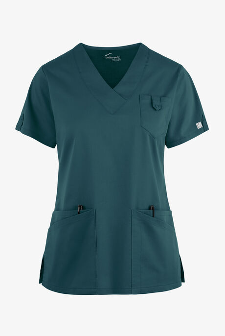 Butter-Soft STRETCH Women's 6-Pocket V-Neck Scrub Top