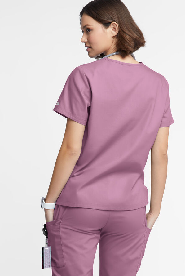 Blusa médica Butter-Soft Originals con cuello en V y 2 bolsillos para mujer - Smokey Mauve - 3