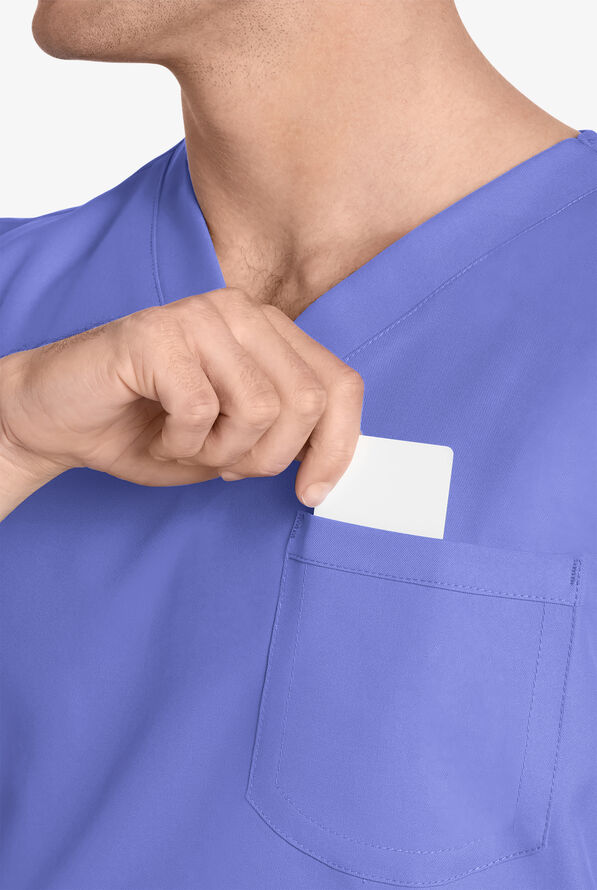 Blusa m&eacute;dica unisex Cherokee Workwear Originals Ultra con cuello en V y 1 bolsillo - Ceil Blue - 3