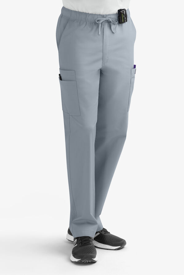Butter-Soft STRETCH Men's 7-Pocket Cargo w/ Elastic Waist Scrub Pants - Tall - Silver - 1