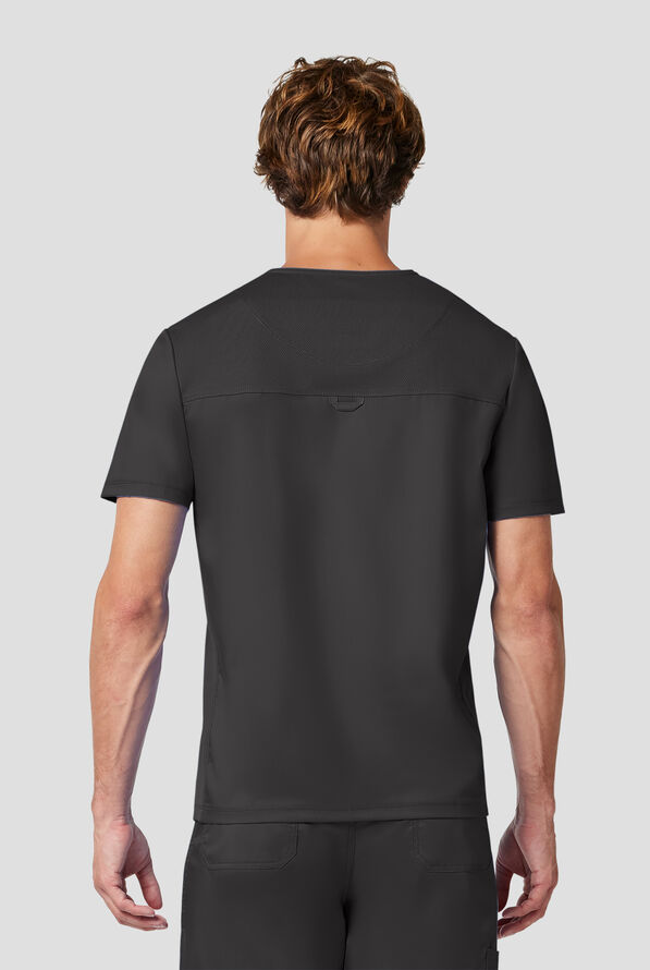 Cherokee Workwear Revolution Men's 2-Pocket STRETCH V-Neck Scrub Top - Pewter - 3