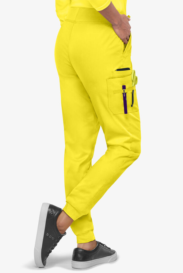 Butter-Soft STRETCH Women's 5-Pocket Cargo Jogger Scrub Pants - Tall - Bright Daffodil - 4