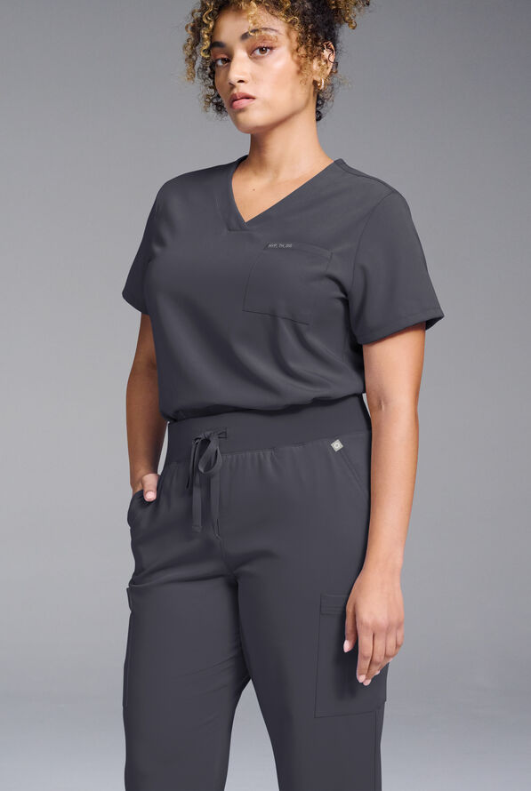 Hypothesis Women's Base V-Neck Tuck-In Scrub Top - Pewter - 5