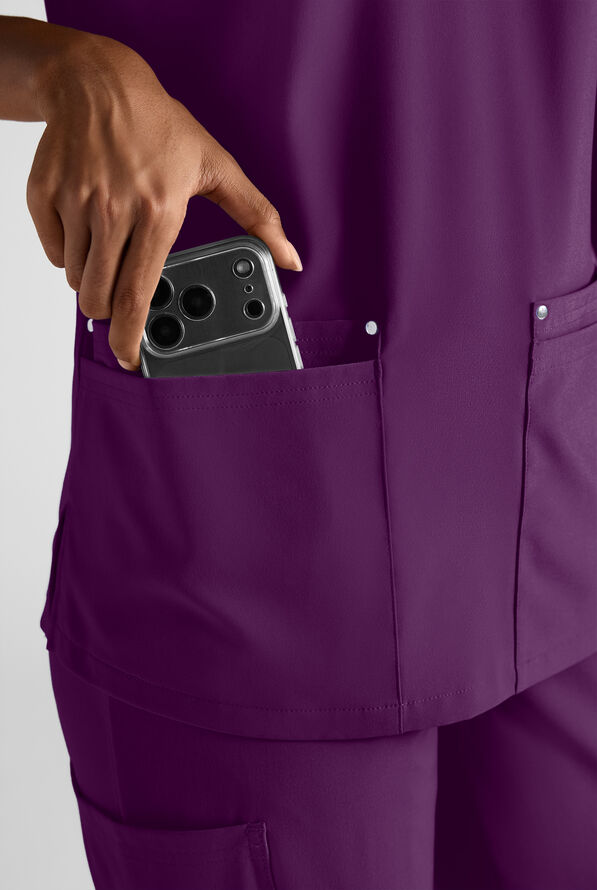 Easy STRETCH Women's 8-Pocket Scrub Set - Petite - Eggplant - 5