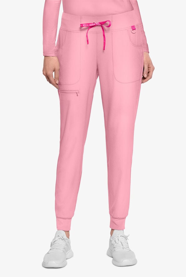 Med Couture Amp Women's 6-Pocket STRETCH Jogger Scrub Pant - Petite - Pixel Pink - 1