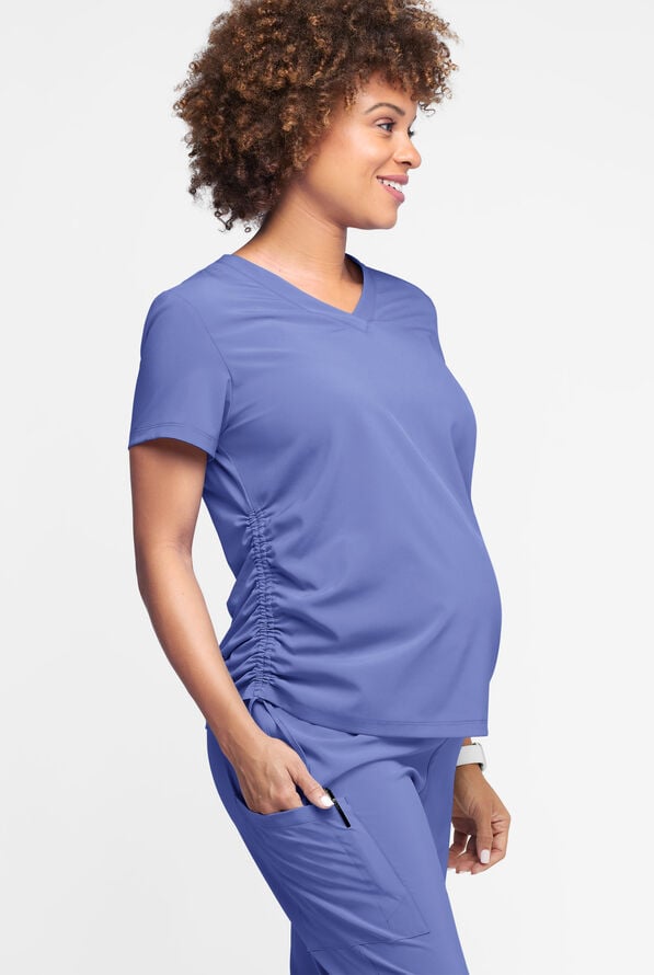 Blusa médica de maternidad Easy STRETCH Tori con espalda de malla refrescante para mujer - Ceil Blue - 2