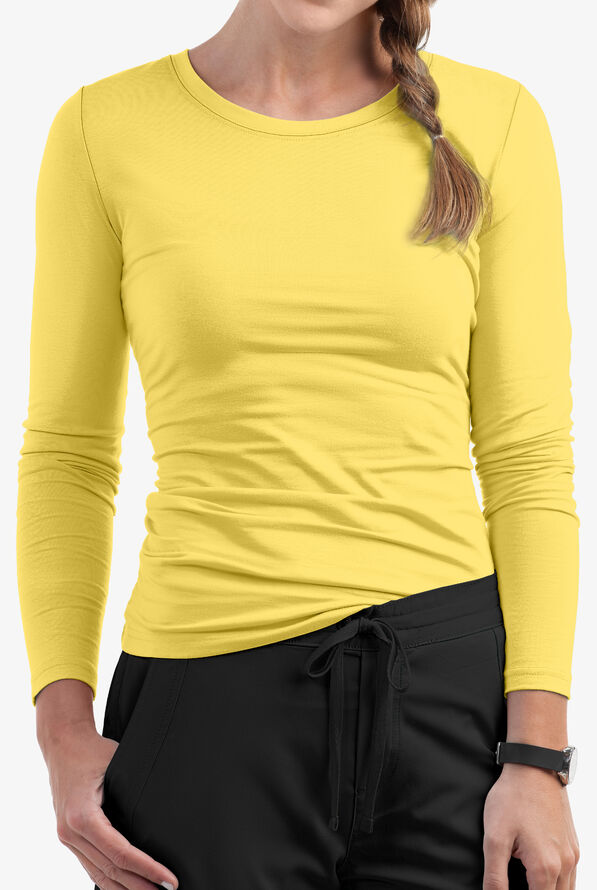 Healing Hands Melissa Women's STRETCH Long Sleeve Knit Underscrub - Canary - 4