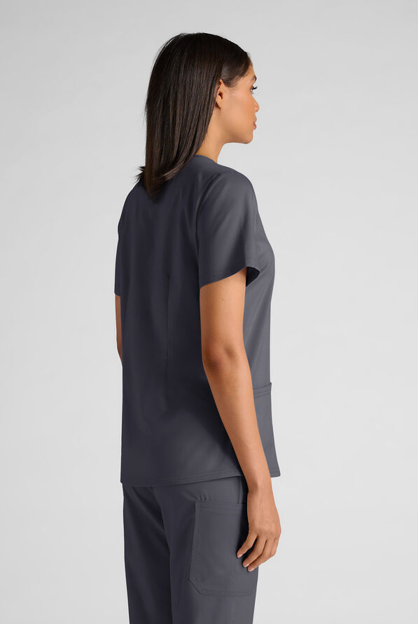 Butter-Soft STRETCH FLXTEK+ Women's 4-Pocket V-Neck Scrub Top - Pewter - 2