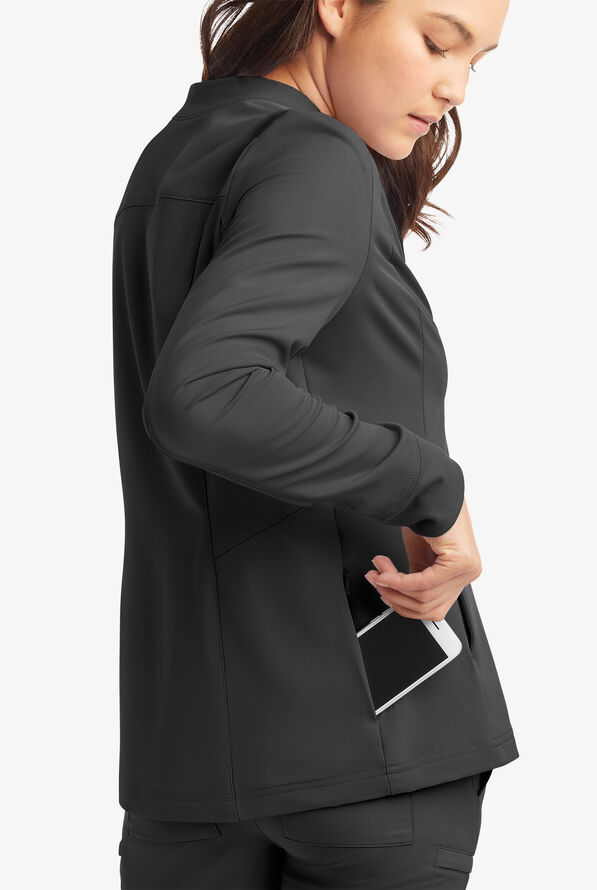 Chaqueta médica manga larga ReSurge Quartz con 6 bolsillos y cremallera para mujer - Black - 4