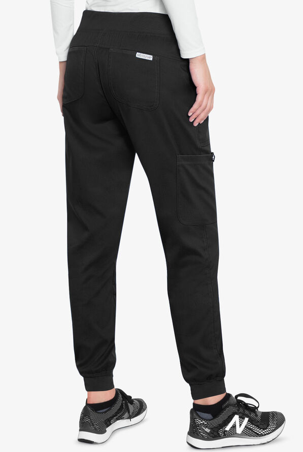 Med Couture Touch Women's 5-Pocket STRETCH Cargo Yoga Jogger Scrub Pants - Black - 2