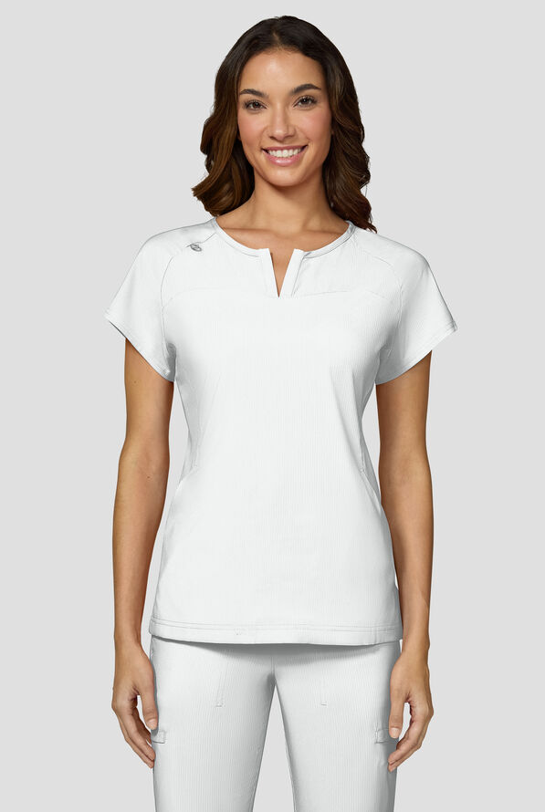 Blusa m&eacute;dica koi Lite&trade; Lilias con cuello coraz&oacute;n con muesca y 2 bolsillos para mujer - White - 2