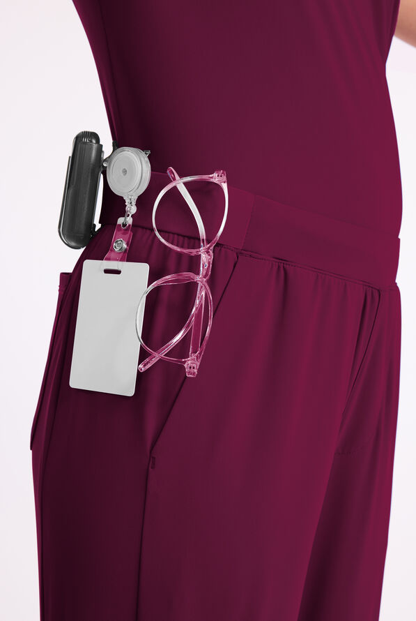 Infinity PURSUIT Women's 4-Pocket STRETCH Straight Leg Scrub Pant - Wine - 2