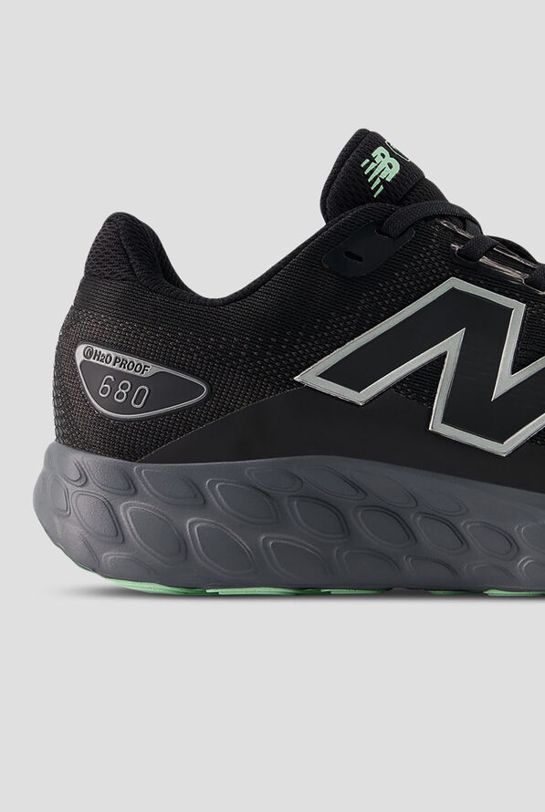New Balance Women's Fresh Foam 680 Waterproof Black/Lab Green Athletic Lace Up Shoes - null - 4