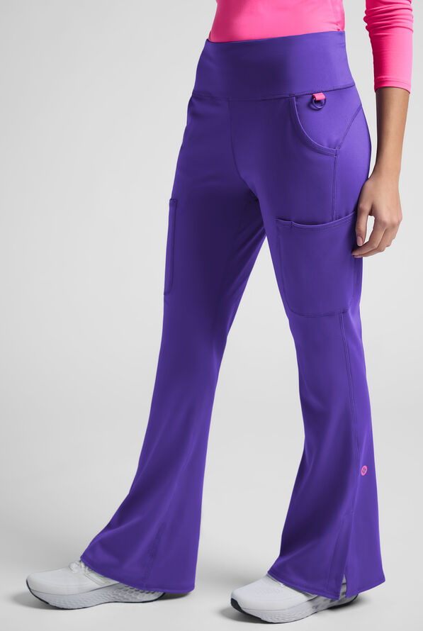 Pantal&oacute;n m&eacute;dico Med Couture Amp Knit STRETCH Petite estilo yoga con piernas acampanadas y 5 bolsillos para mujer - Galactic Purple - 1