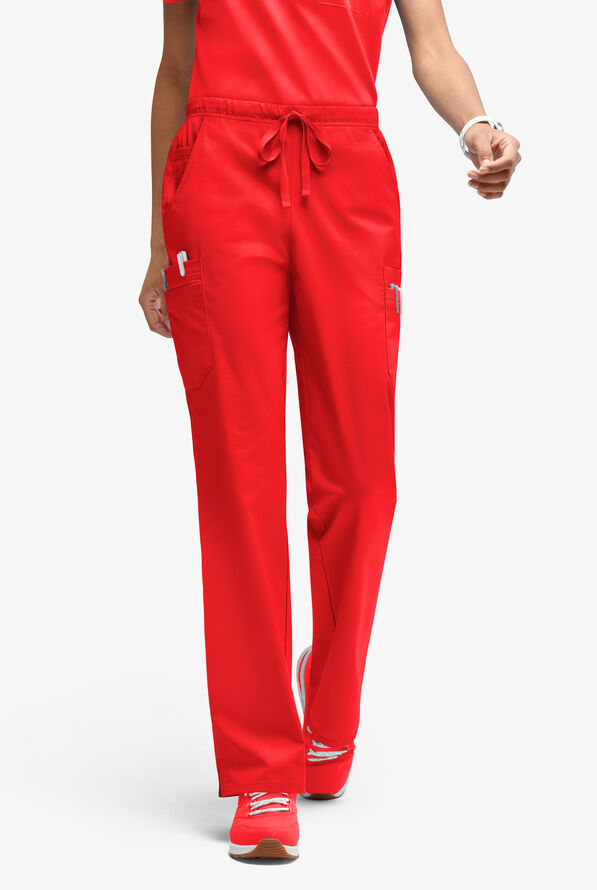 Butter-Soft STRETCH Women’s 10-Pocket Mid Rise Straight Leg Scrub Pant - Venetian Red - 1