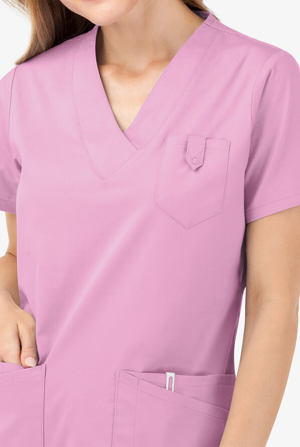 Butter-Soft STRETCH Women's 6-Pocket V-Neck Scrub Top - Sweet Rose - 3
