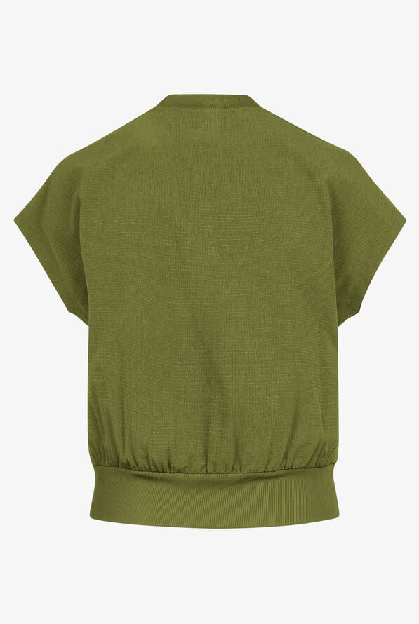 koi Solis Trinity Women's 1-Pocket STRETCH Banded Bottom Split V-Neck Scrub Top - Martini Olive - 2