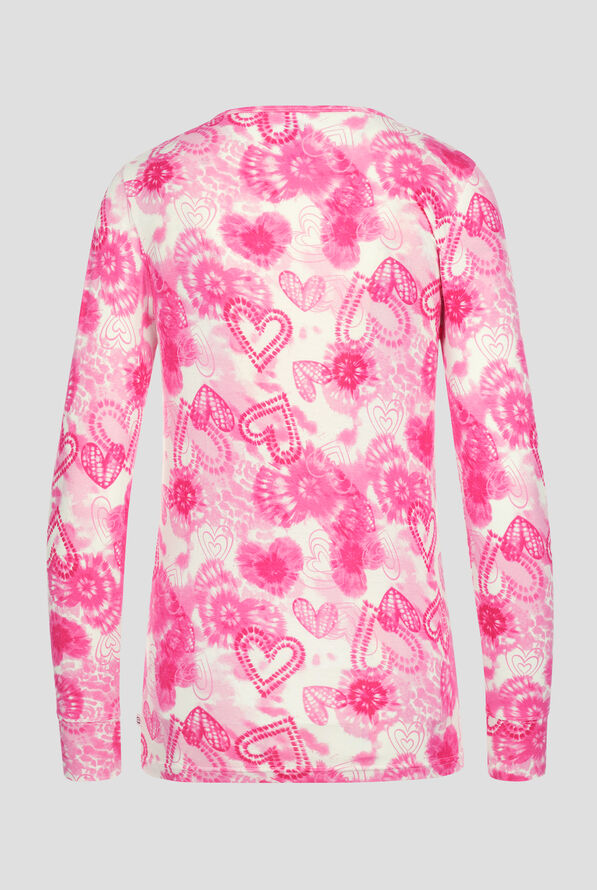 Wink Heart Ties Women's STRETCH Long Sleeve Knit Print Underscrub - null - 2