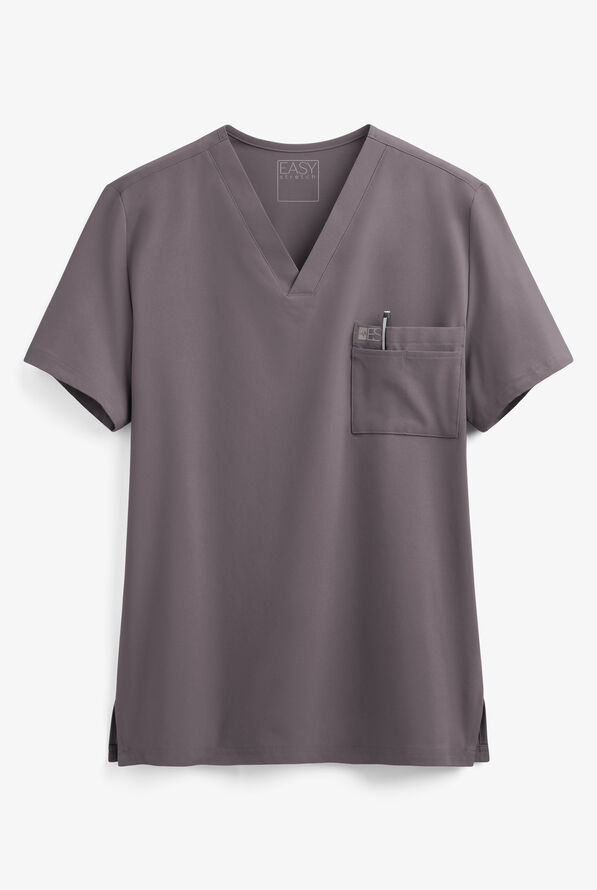 Easy STRETCH Riley Unisex 3-Pocket V-Neck Scrub Top - Grey Stone - 1