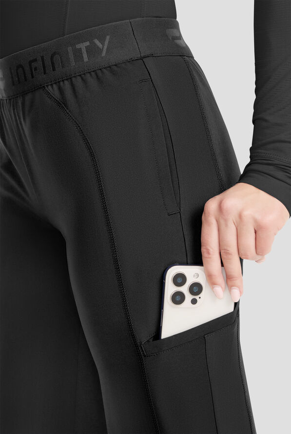 Pantalón médico Infinity GNR8 Knit STRETCH de tiro medio con piernas acampanadas y 5 bolsillos para mujer - Black - 2