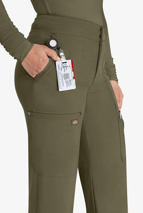 Dickies EDS NXT Women's 5-Pocket Straight Leg Cargo Scrub Pants - Olive - 3