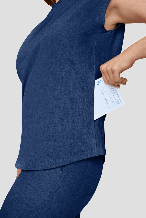 koi Basics Kenley Women's STRETCH 3-Pocket Dolman Sleeve Crew Neck Scrub Top - Navy - 3