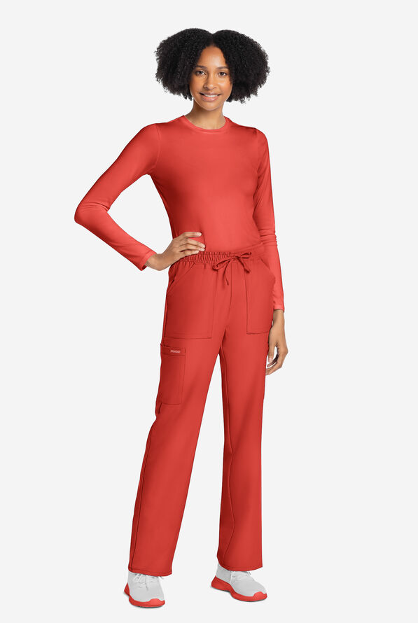 Cherokee Workwear Originals Ultra Women's 4-Pocket Drawstring Cargo Scrub Pants - Spiced Coral - 5