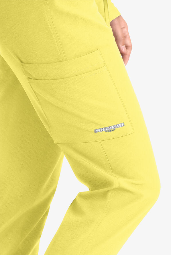 Skechers by Barco Theory Women's 4-Pocket STRETCH Cargo Jogger Scrub Pants - Lemon Glow - 2