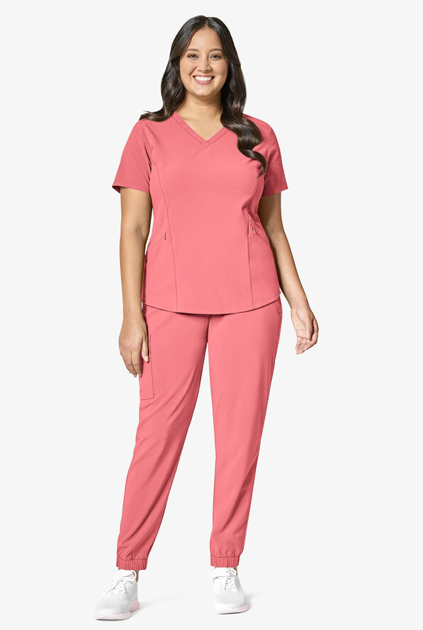 Wink Renew Women's 4-Pocket STRETCH V-Neck Scrub Top - Paradise Pink - 2