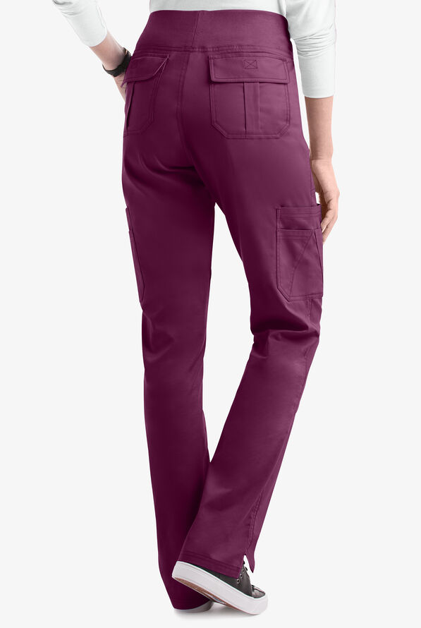 Butter-Soft STRETCH Women's 10-Pocket Active Yoga Scrub Pants - Wine - 4