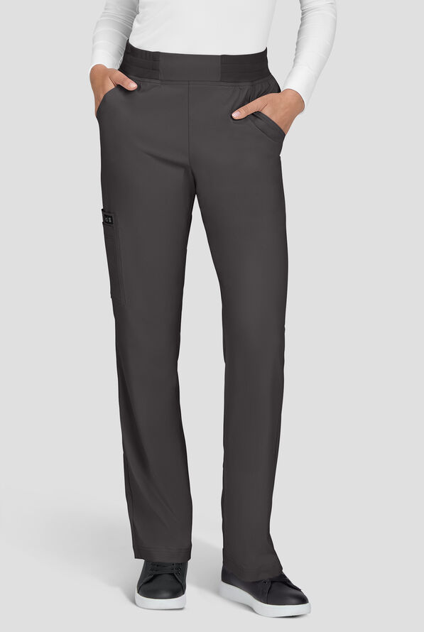 koi Basics Wrenlee Women's 6-Pocket STRETCH Bootcut Scrub Pants - Charcoal - 1