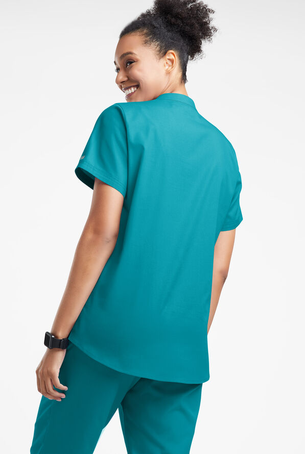 Butter-Soft Originals Women's 6-Pocket Mandarin Collar Scrub Top - Teal - 3