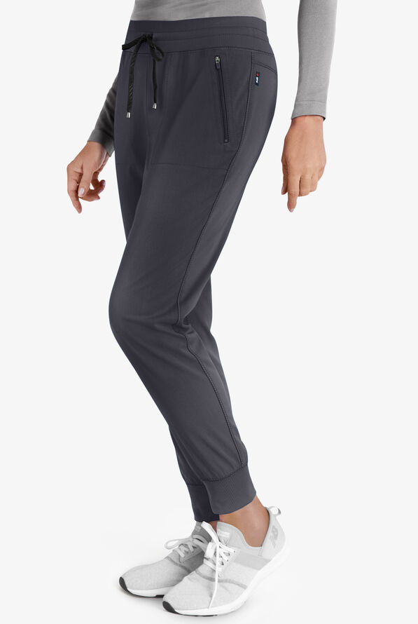 Grey's Anatomy by Barco Spandex STRETCH Eden Women's 5-Pocket Cargo Jogger Scrub Pants - Petite - Steel Gray - 3
