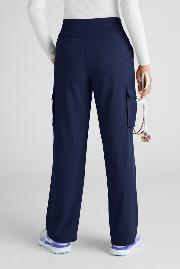 Pantal&oacute;n m&eacute;dico Grey's Anatomy by Barco Emerge Teagan STRETCH de tiro alto con piernas anchas y 6 bolsillos para mujer - Indigo - 3
