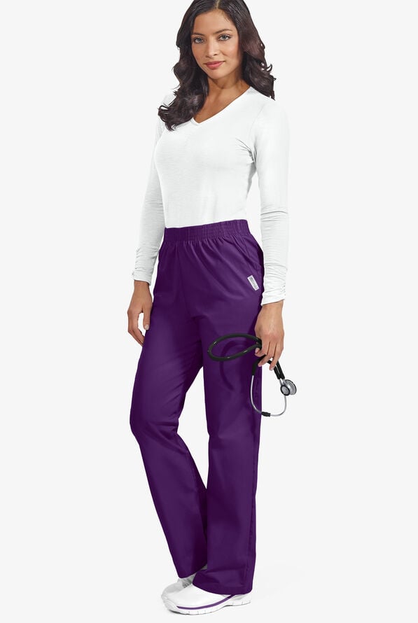 UA Best Buy Scrubs Women's 2-Pocket Elastic Waist Pants - Eggplant - 2
