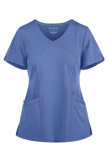 HH Works by Healing Hands Madison Women's 4-Pocket STRETCH Mock Wrap Scrub Top