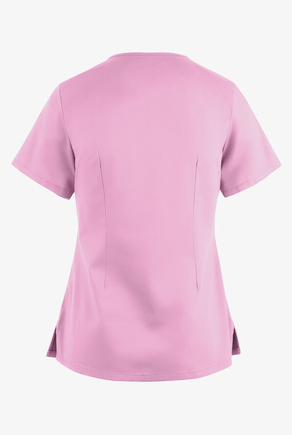Blusa m&eacute;dica UA Butter-Soft STRETCH con lazos entrecruzados y 4 bolsillos para mujer - Sweet Rose - 4