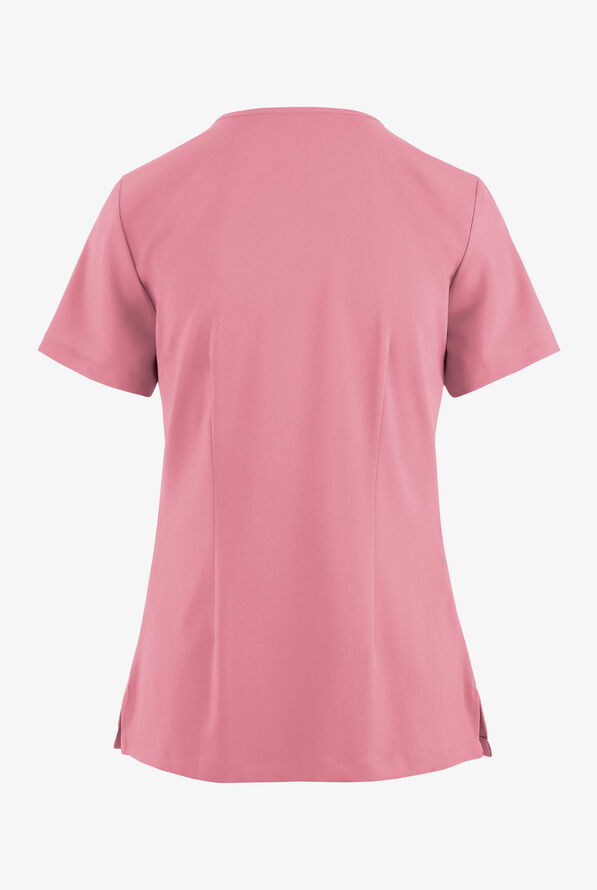 Easy STRETCH Gisele Women's 4-Pocket Lace Up V-Neck Scrub Top - Cashmere Rose - 4