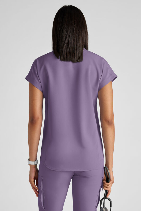 Blusa médica ReSurge Rhine de corte holgado (oversized) con 5 bolsillos para mujer - Purple Dusk - 3