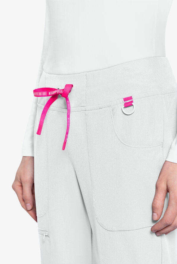 Med Couture Amp Women's 6-Pocket STRETCH Jogger Scrub Pant - White - 3