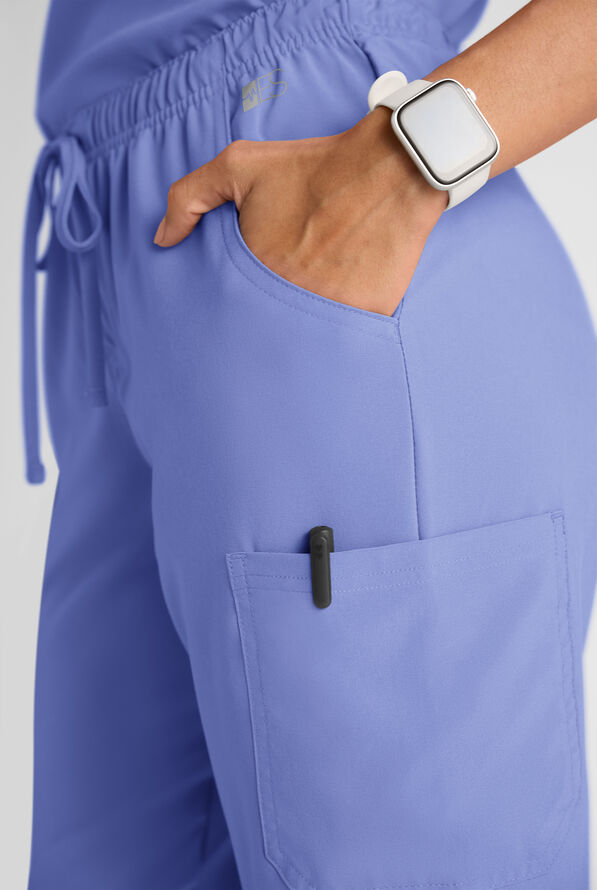 Easy STRETCH Women's 8-Pocket Scrub Set - Petite - Ceil Blue - 8