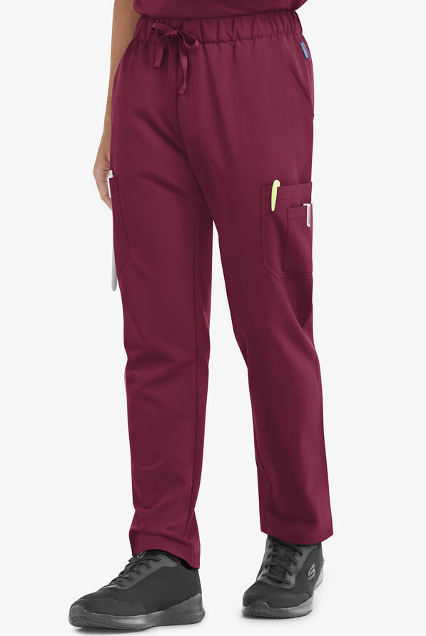 MOVEMENT by Butter-Soft Hadar Men's 9-Pocket Cargo STRETCH Scrub Pants - Wine - 1