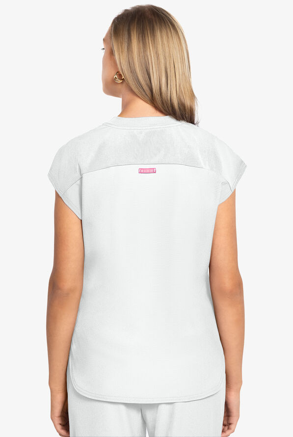 Med Couture Amp Women's 2-Pocket STRETCH Tuck in Dolman Crew Neck Scrub Top - White - 4