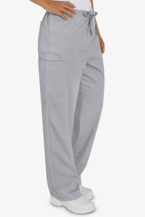 Butter-Soft Core Unisex 4-Pocket Drawstring Scrub Pants - Tall - Silver - 3