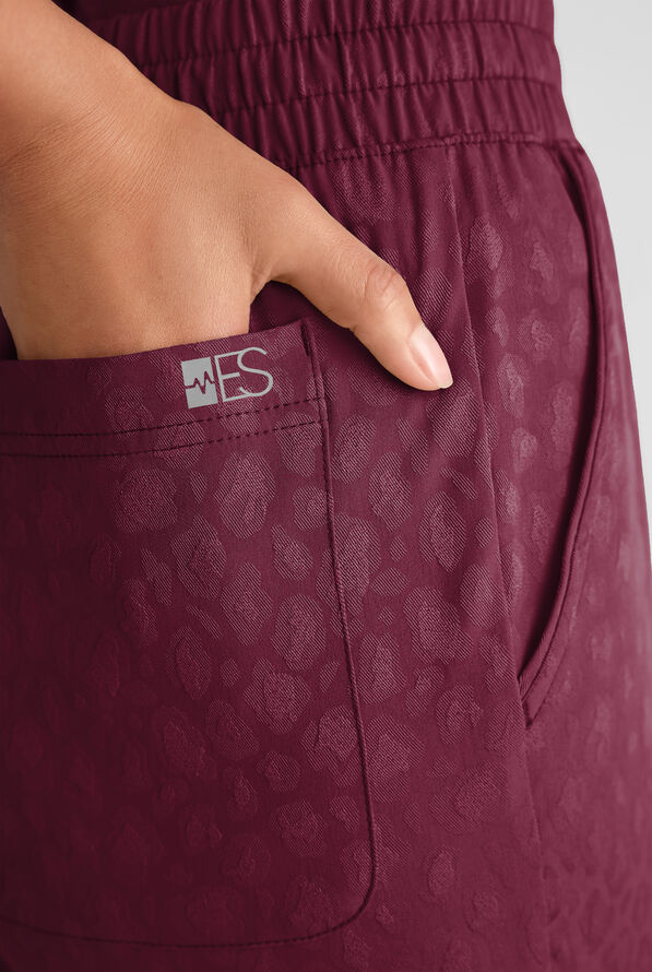 Easy STRETCH Naya Women's Jacquard 6-Pocket Straight Leg Scrub Pant - Wine - 2