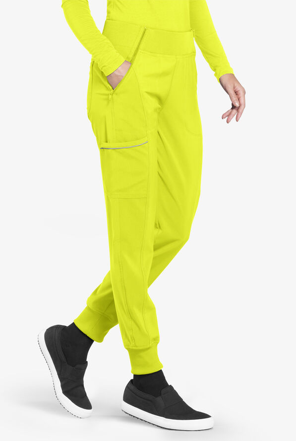 Infinity Women's 5-Pocket STRETCH Tapered Jogger Cargo Scrub Pants - Lime Time - 2