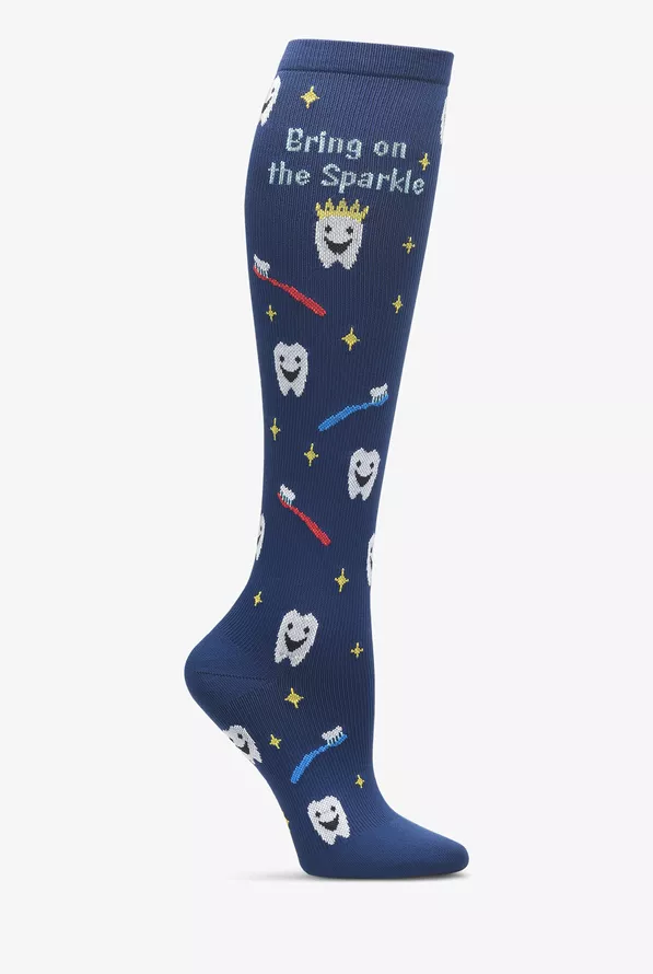 Compression Socks Teeth Nurse Mates Dental Sparkle Women's 12-14 mmHg Light Compression Socks ...