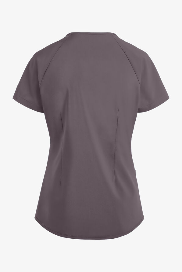 Blusa m&eacute;dica Easy STRETCH Cara con mangas ragl&aacute;n y 4 bolsillos para mujer - Grey Stone - 4