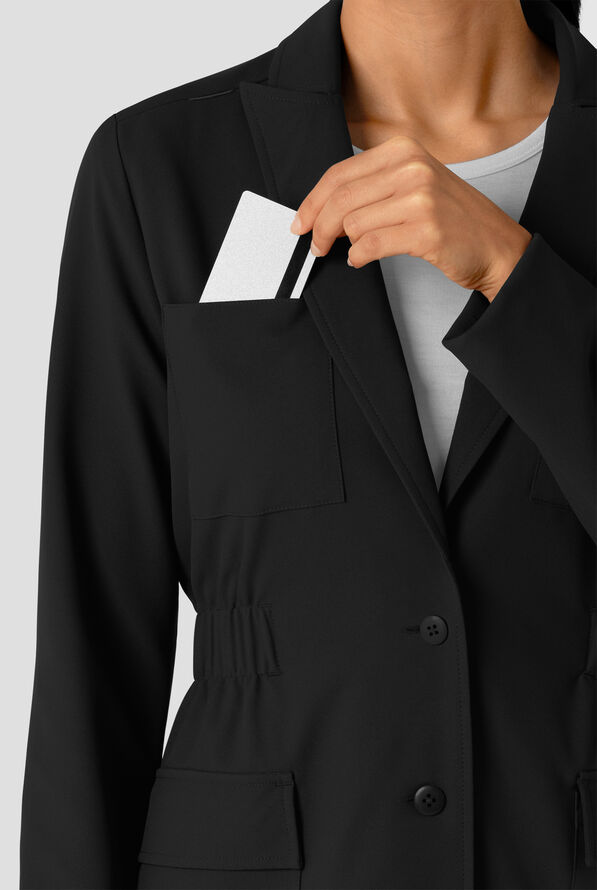 Wink Layers Women's 28 1/4"  4-Pocket Blazer Short Lab Coat - Black - 5